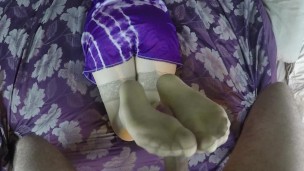 Footjob to Cumshot on Dress & Stockings