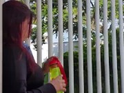 Blowjob , suck tits and footjob in public avenue of colombian park 2/16