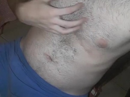 very hard penis and cum-filled testicles are caressed to ecstasy