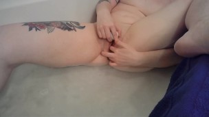 Washing in the tub my soapy and wet pussy self DP and cumming on my fingers