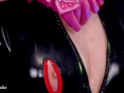 Sensual Gag and Ice Play. Two Hot BDSM Lesbians in PVC. Fetish Couple Mistress And Girl. 9/16