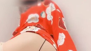 Crossdresser sissy dildo solo play