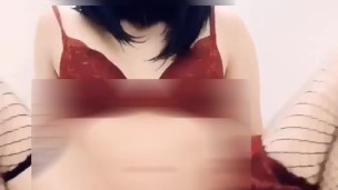 Crossdresser sissy dildo solo play