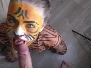 Slender Girl gets Fucked in her Mouth and Takes Cum on her Face 15/16