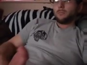 Guy plays with his big dick