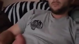 Guy plays with his big dick