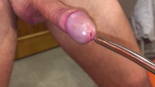 I fuck my dick with this steel rod, it does not let the sperm escape.
