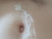 Solo Masturbation and Stomach Cumshot while watching porn in Pyjamas 16/16