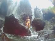 VAGINA FALL public FLASH and PEE #Tourist atraction Waterfall in Jungle 15/16