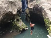 VAGINA FALL public FLASH and PEE #Tourist atraction Waterfall in Jungle 2/16