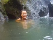 VAGINA FALL public FLASH and PEE #Tourist atraction Waterfall in Jungle 8/16