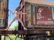 Naked in public on a old train 12/16