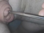 Inserting electro-sound into my huge flaccid cock.. moaning with pleasure 12/16