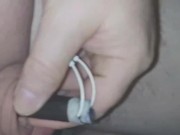 Inserting electro-sound into my huge flaccid cock.. moaning with pleasure 16/16
