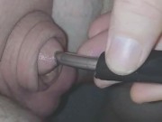 Inserting electro-sound into my huge flaccid cock.. moaning with pleasure 5/16