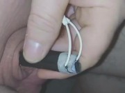 Inserting electro-sound into my huge flaccid cock.. moaning with pleasure 7/16