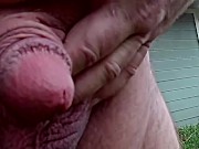 Huge flaccid penis peeing outdoors 2/16