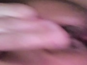 Hot and horny wife rubs clit and nipples wanting to have a huge cock in her pussy  10/16