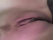 Hot and horny wife rubs clit and nipples wanting to have a huge cock in her pussy  3/16