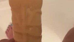 She fucked her dildo in her friends shower 