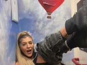 Teen fucks her self in train bathroom  11/16