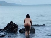 Naughty milf is commanded to pee at the beach and rub her cunt until she cums  7/16