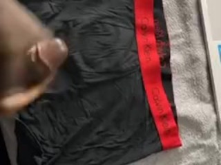 Cum explosion all over underwear and computer.