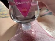 Straight guy in pink lace thong plays with oily cock 12/16