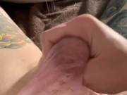 Straight guy in pink lace thong plays with oily cock 14/16