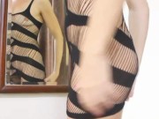 Tik Tok. Step sister trying a new body suit delivered by Amazon courier  9/16