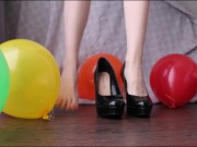 POP BALLOONS WITH FEET IN BLACK HIGH-HEELED SHOES FETISH SKINNY GIRL ASMR 3/16