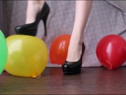 POP BALLOONS WITH FEET IN BLACK HIGH-HEELED SHOES FETISH SKINNY GIRL ASMR 4/16
