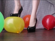 POP BALLOONS WITH FEET IN BLACK HIGH-HEELED SHOES FETISH SKINNY GIRL ASMR 5/16