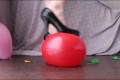 POP BALLOONS WITH FEET IN BLACK HIGH-HEELED SHOES FETISH SKINNY GIRL ASMR