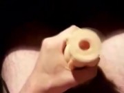 Penetrating fleshlight all the way and cumming 10/16