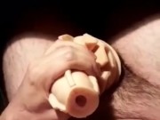 Penetrating fleshlight all the way and cumming 15/16