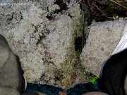 Peeing outside on the frozen grass 10/16