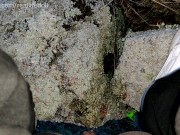 Peeing outside on the frozen grass 11/16