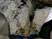 Peeing outside on the frozen grass 12/16