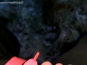 Peeing outside on the frozen grass 3/16