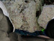 Peeing outside on the frozen grass 7/16