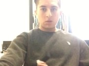 Solo male filling a condom with a huge load of cum. Tattooed man with a tasty big dick 10/16