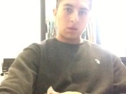 Solo male filling a condom with a huge load of cum. Tattooed man with a tasty big dick 12/16