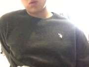 Solo male filling a condom with a huge load of cum. Tattooed man with a tasty big dick 13/16