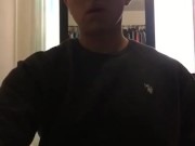 Solo male filling a condom with a huge load of cum. Tattooed man with a tasty big dick 4/16