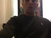 Solo male filling a condom with a huge load of cum. Tattooed man with a tasty big dick 5/16