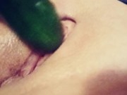 Teasing My Pussy with a Thick Cucumber And Squirting (Part 1) 1/16