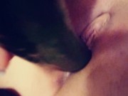 Teasing My Pussy with a Thick Cucumber And Squirting (Part 1) 13/16