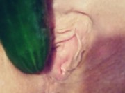 Teasing My Pussy with a Thick Cucumber And Squirting (Part 1) 2/16