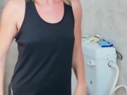 I pee in a perverted way without taking off my panties. 1/16